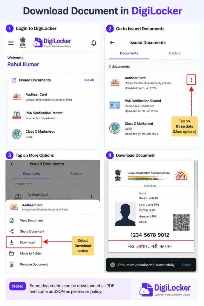 Download button inside DigiLocker document view
